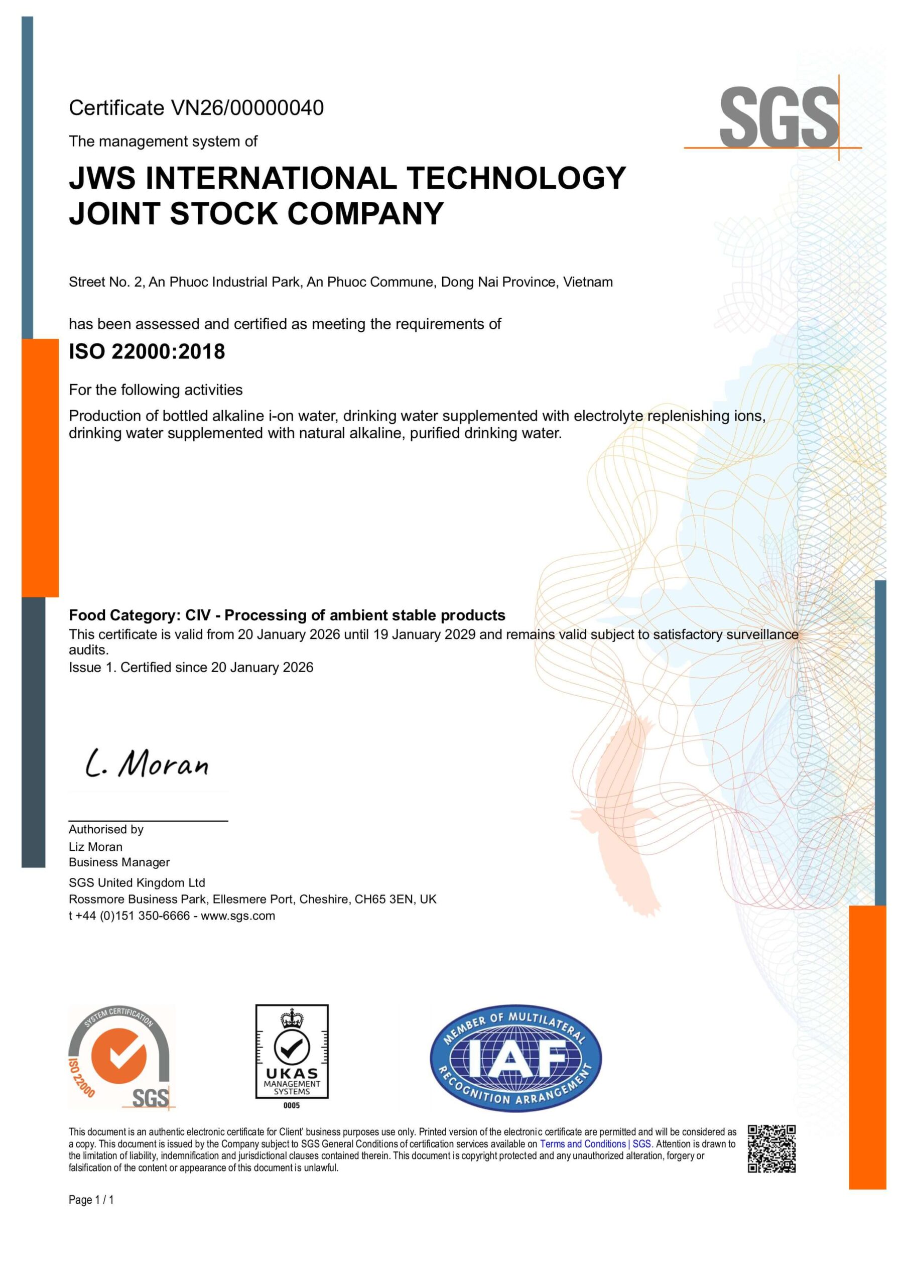Digicert JWS ISO 22000 961626 Cat C4b UKAS 2026 EN scaled